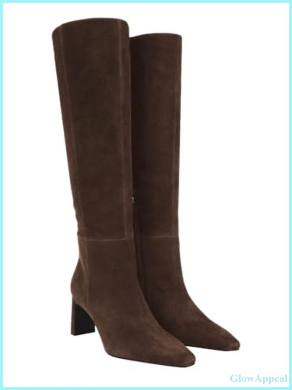 Knee High Boots Closed Pointed Toe Chunky Heel Tall Side Zipper Fall Dress